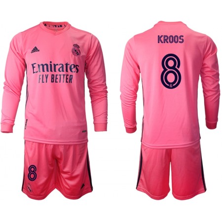 Koszulka Real Madryt Toni Kroos 8 Dziecięcy Wyjazdowe Stroje Piłkarskie 2020/21 Długi Rękaw